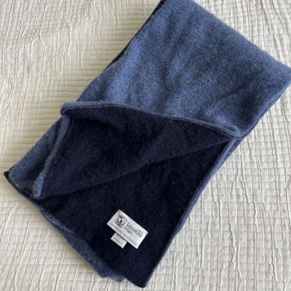 Johnstons of Elgin Blue Wool Scarf